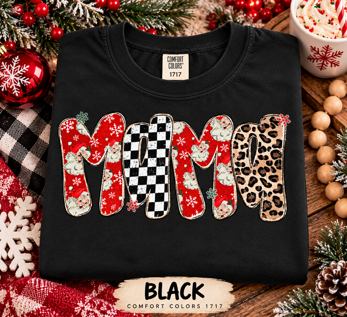 DISTRESSED CHRISTMAS MAMA T-SHIRT