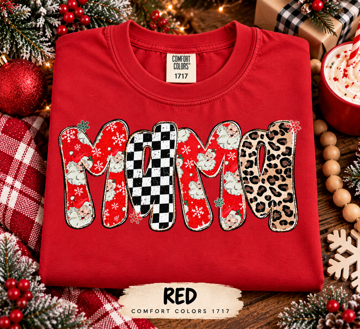 DISTRESSED CHRISTMAS MAMA T-SHIRT