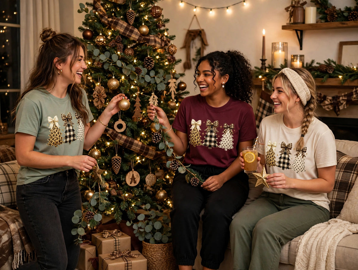 CUTE LEOPARD CHRISTMAS TREES T-SHIRT