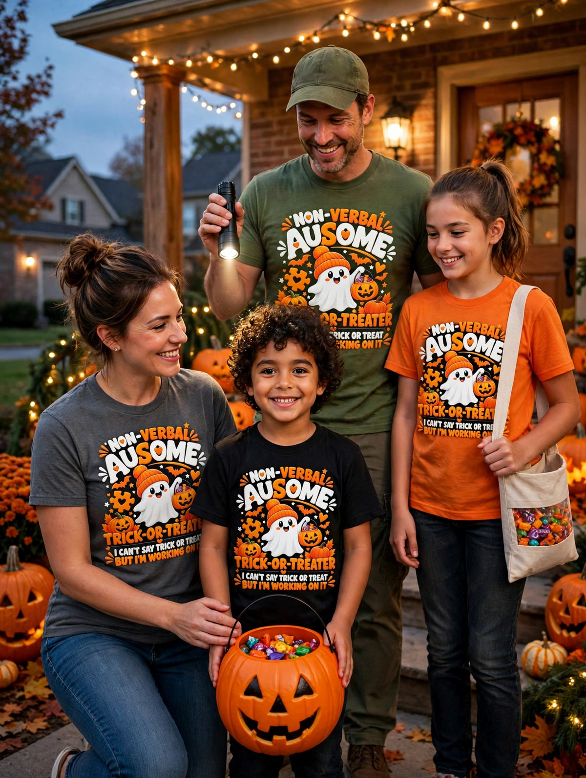 NON-VERBAL AUSOME TRICK-OR-TREATER T-SHIRT