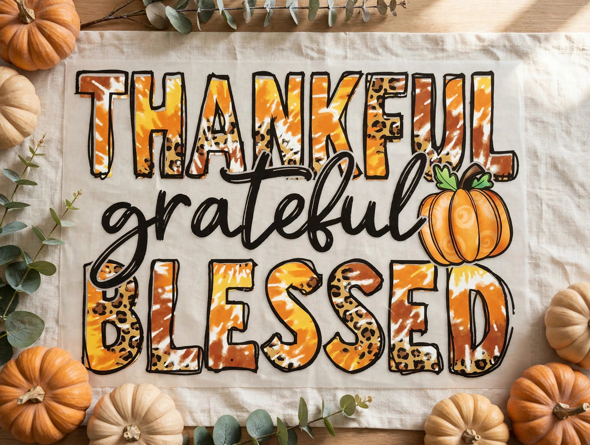 Gllinter Design THANKFUL GRATEFUL BLESSED* NON GLITTER DREAM TRANSFER – Lucky Penny Press